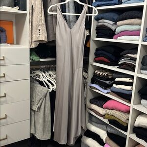 All Saints Light Gray V-Neck Dress